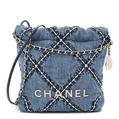 Chanel Denim Stitched Quilted Mini Chanel 22 Blue 1 of 11
