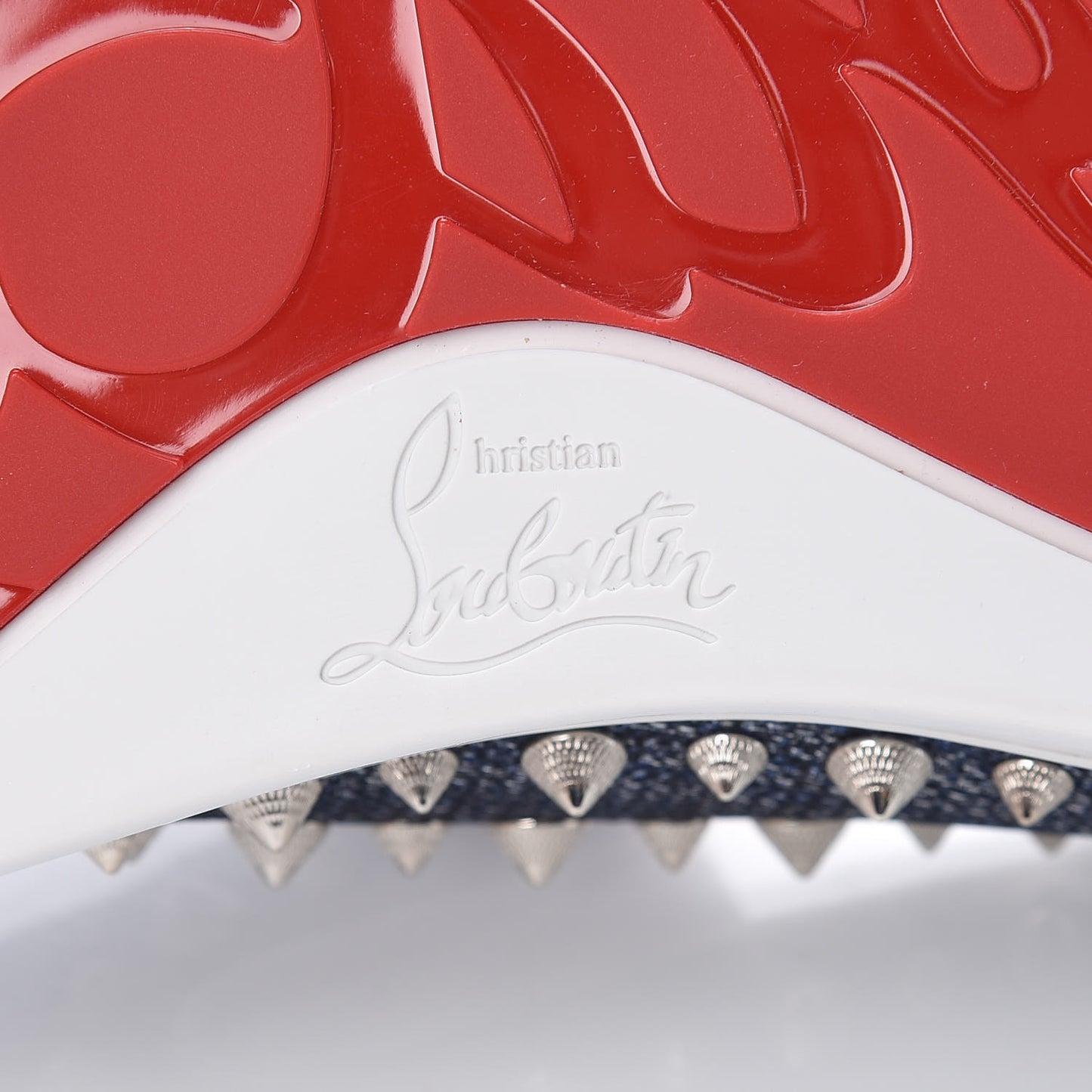 Lame Lux Mens Spikes Pik Boat Flat 43 Denim Silver