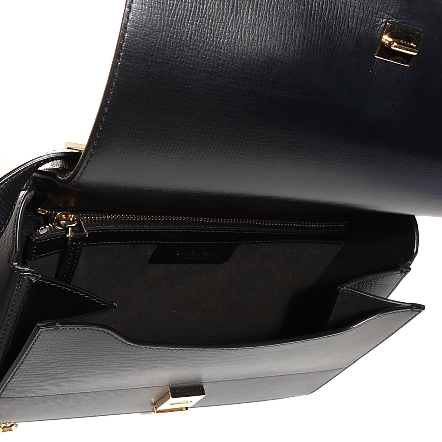 Textured Calfskin Medium Pandora Box Crossbody Bag Black