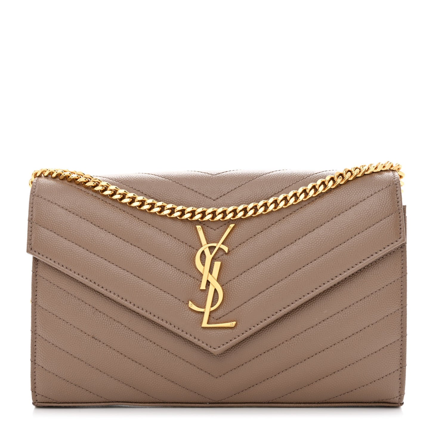 Grain De Poudre Matelasse Chevron Monogram Chain Wallet Fard