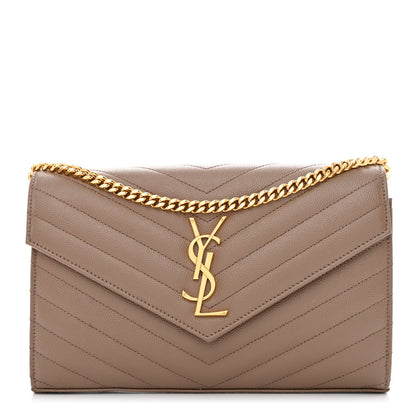 Saint Laurent Grain De Poudre Matelasse Chevron Monogram Chain Wallet Fard 1 of 13