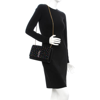 Saint Laurent Suede Crystal Medium Classic Monogram Kate Satchel Nero Black 2 of 7