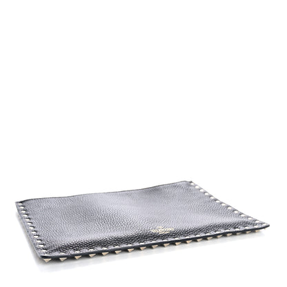 Valentino Garavani Pebbled Calfskin Large Rockstud Zip Pouch Black 4 of 10