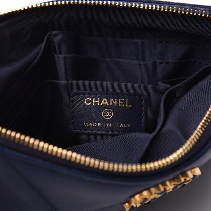 Chanel Lambskin Quilted Small Chanel 19 Pouch Navy 6 of 8