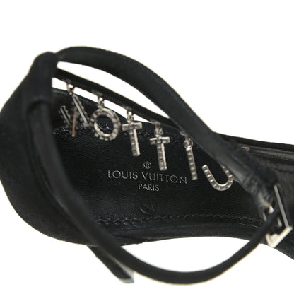 Louis Vuitton Suede Crystal Melody Logo Sandals 39 Black 12 of 14