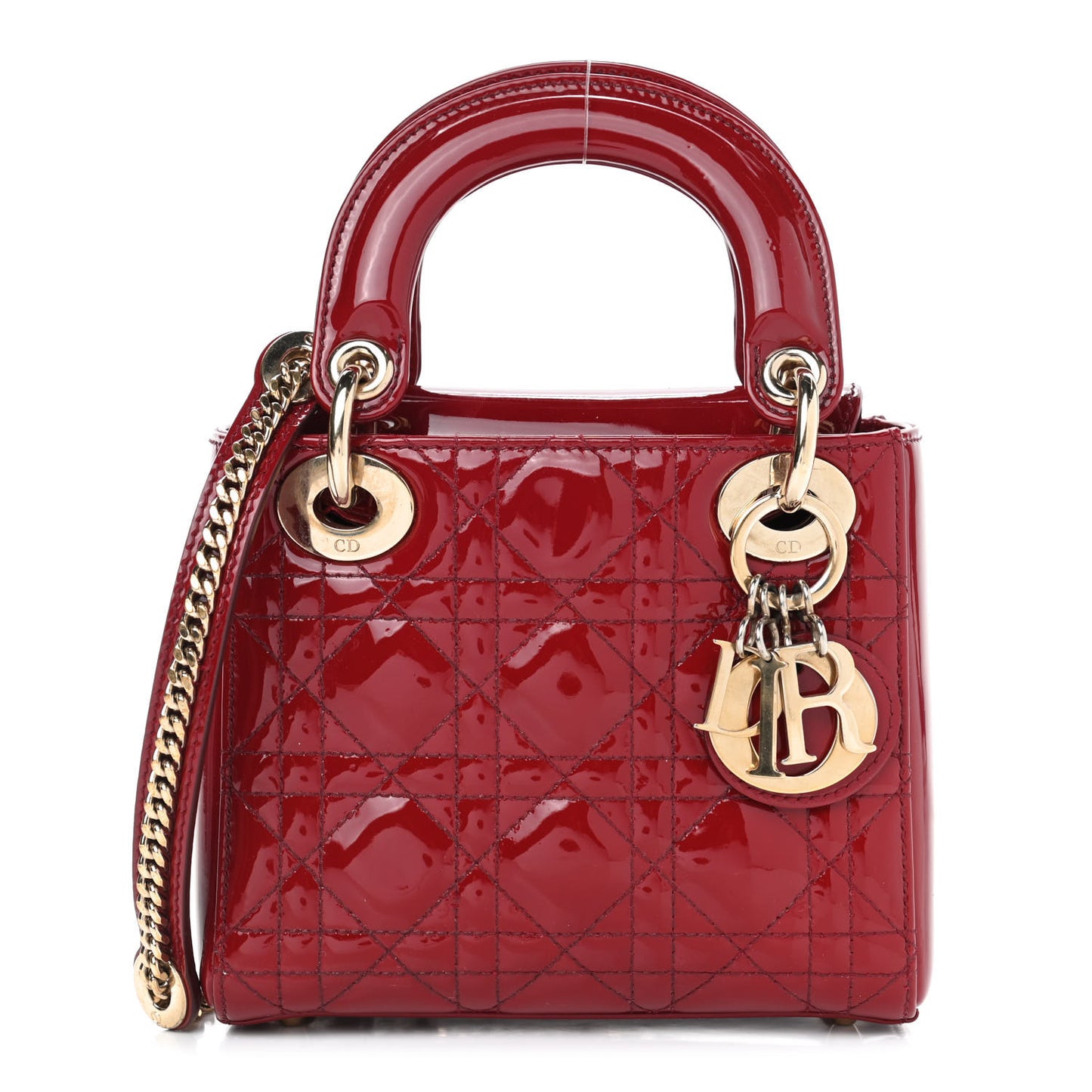 Patent Cannage Mini Lady Dior Red