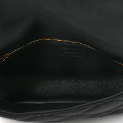 Saint Laurent Satin Quilted Sade Puffer Envelope Clutch Black 4 of 5