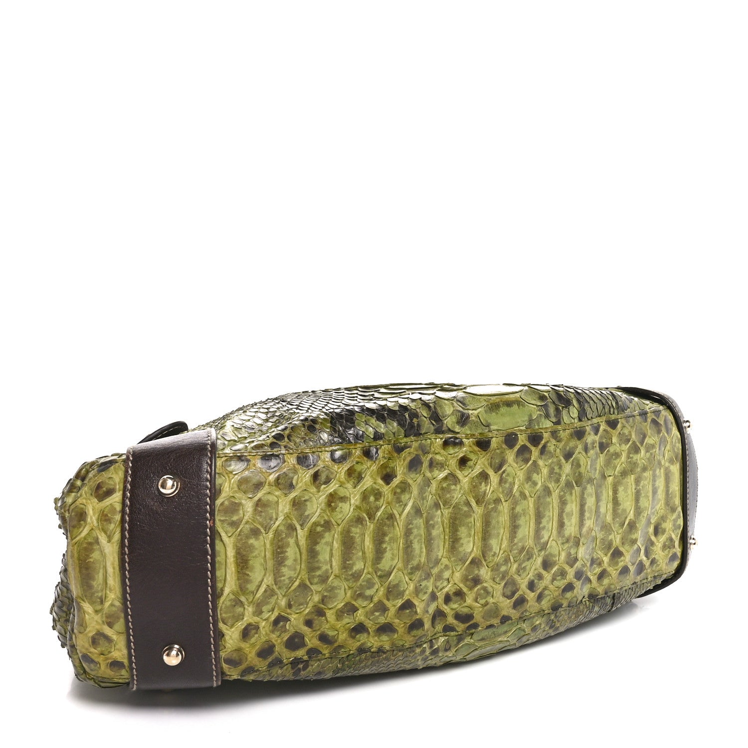 Gucci Snakeskin Medium Pelham Tote Green Brown 4 of 11