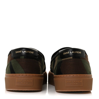 Saint Laurent Canvas Camouflage Mens Venice Slip-On Sneakers 45 Kaki 5 of 9