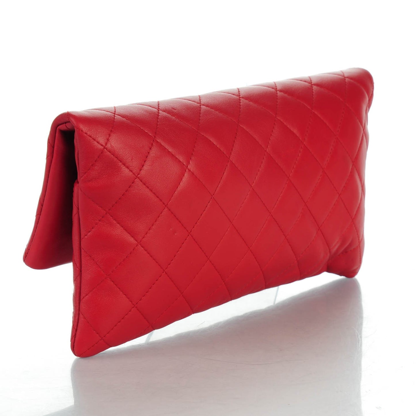 Lambskin Quilted CC Beauty Clutch Red