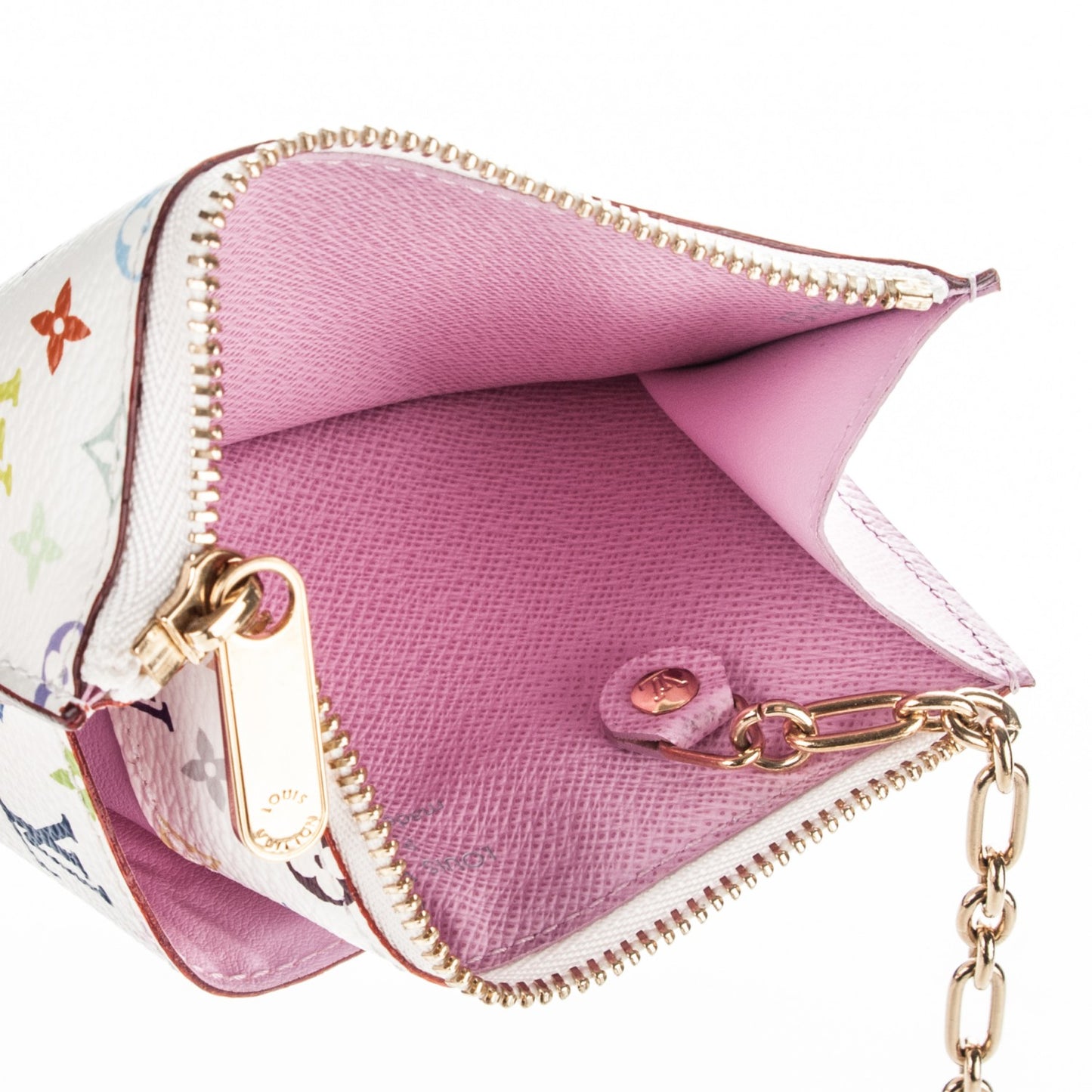 Monogram Multicolor Key Pouch White Litchi