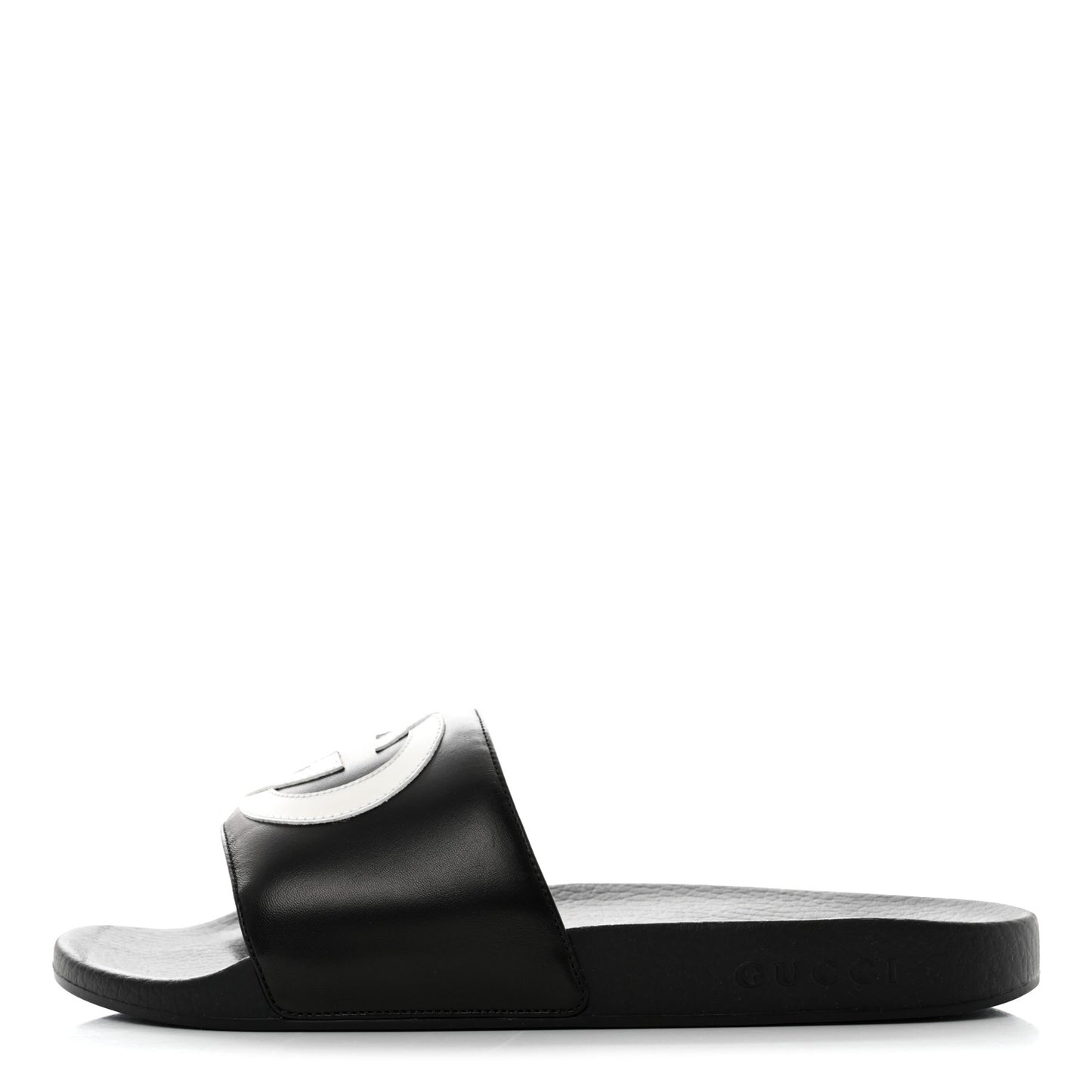 Nappa Miro Soft Calfskin Interlocking G Mens Slide Sandals 8 Black White