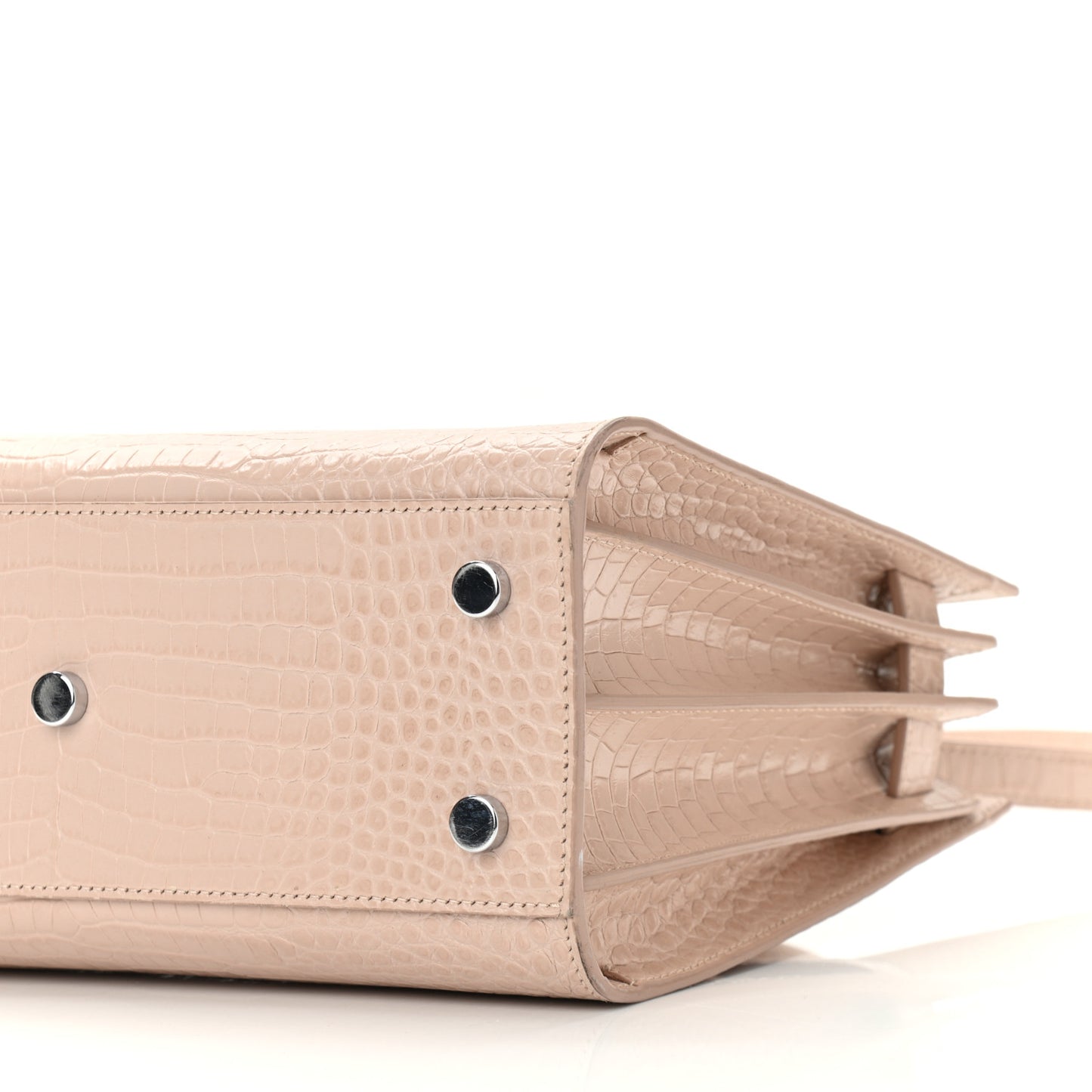 Calfskin Crocodile Embossed Baby Sac De Jour Rose Antic