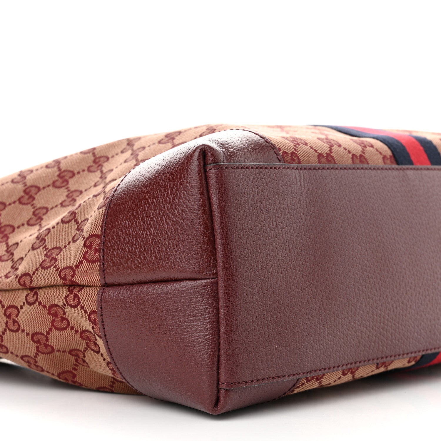 Gucci Monogram Textured Dollar Calfskin Web Medium Ophidia Shopping Tote Sahara Rubino Chardonnay 9 of 11