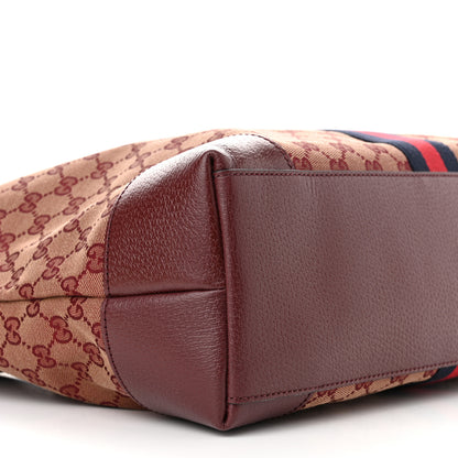 Gucci Monogram Textured Dollar Calfskin Web Medium Ophidia Shopping Tote Sahara Rubino Chardonnay 9 of 11