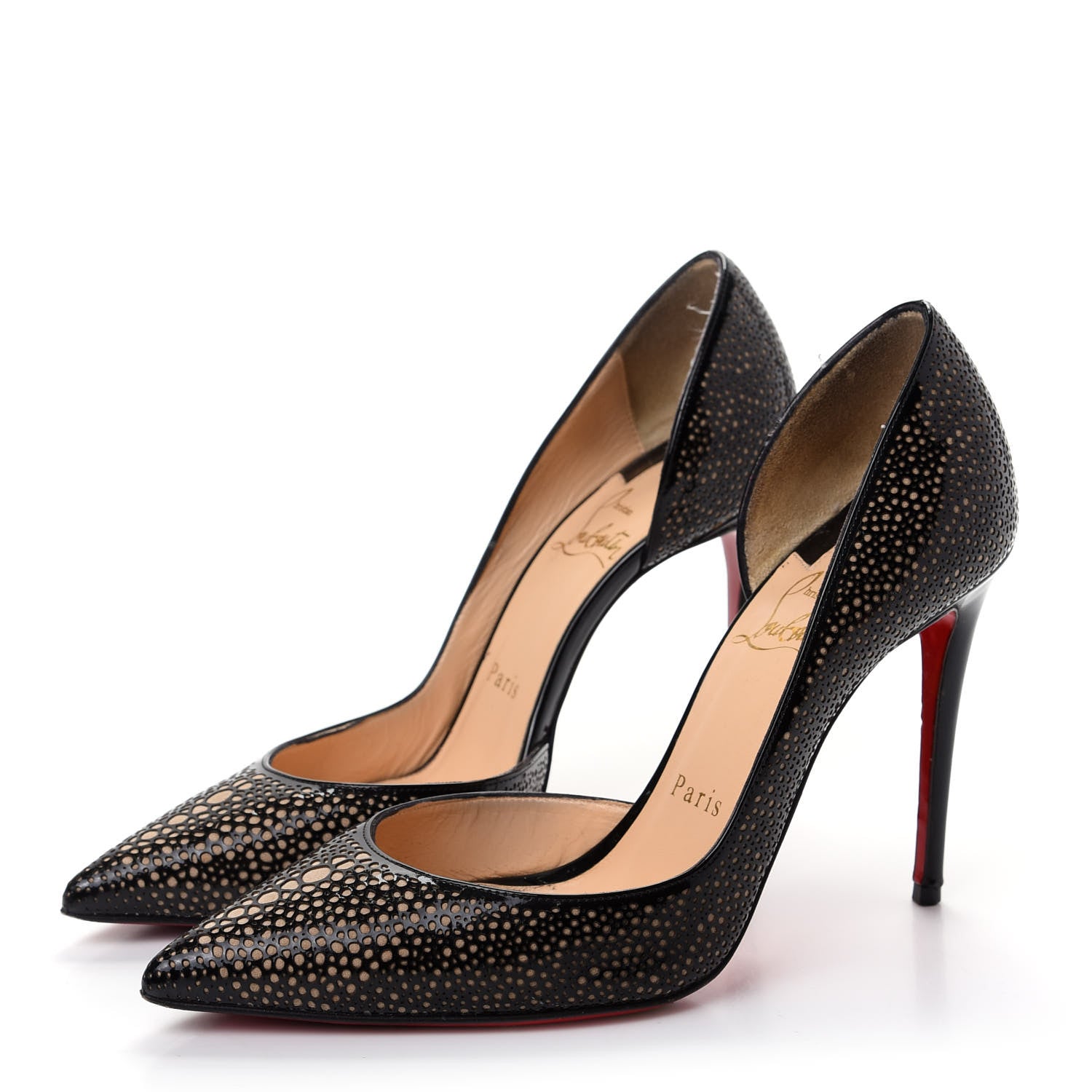 Christian Louboutin Patent Calfskin Perforated D'Orsay Pumps 35.5 Black 3 of 10