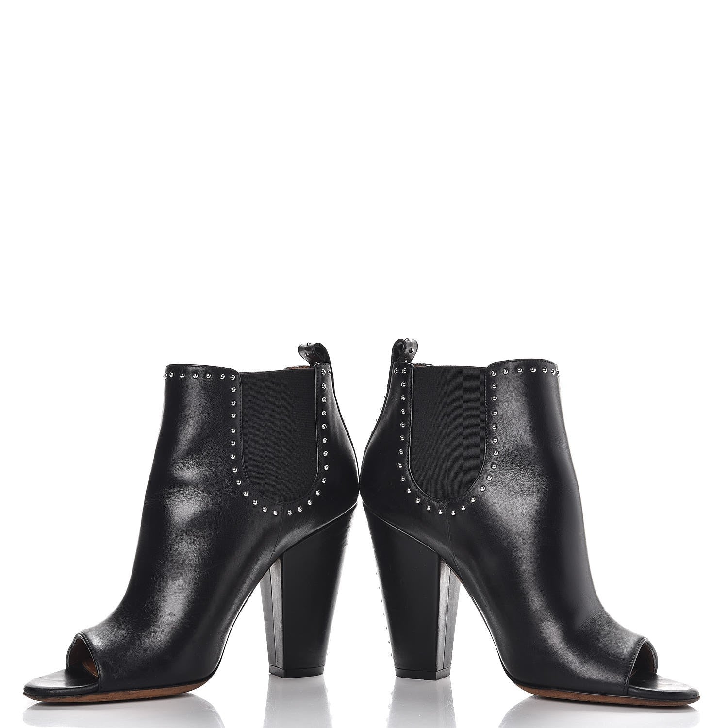 Givenchy Calfskin Studded Chelsea Ouv Peep Toe Booties 38 Black 5 of 13