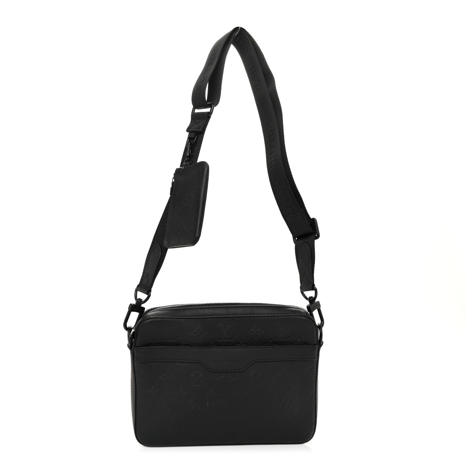 Louis Vuitton Calfskin Monogram Shadow Trio Messenger Black 1 of 11