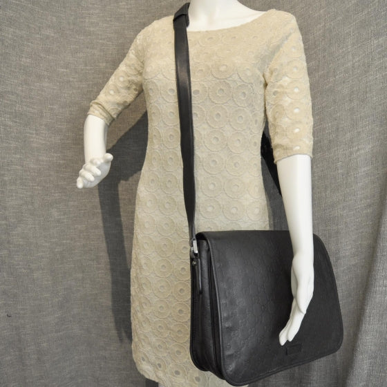 Guccissima Flap Messenger Bag Black