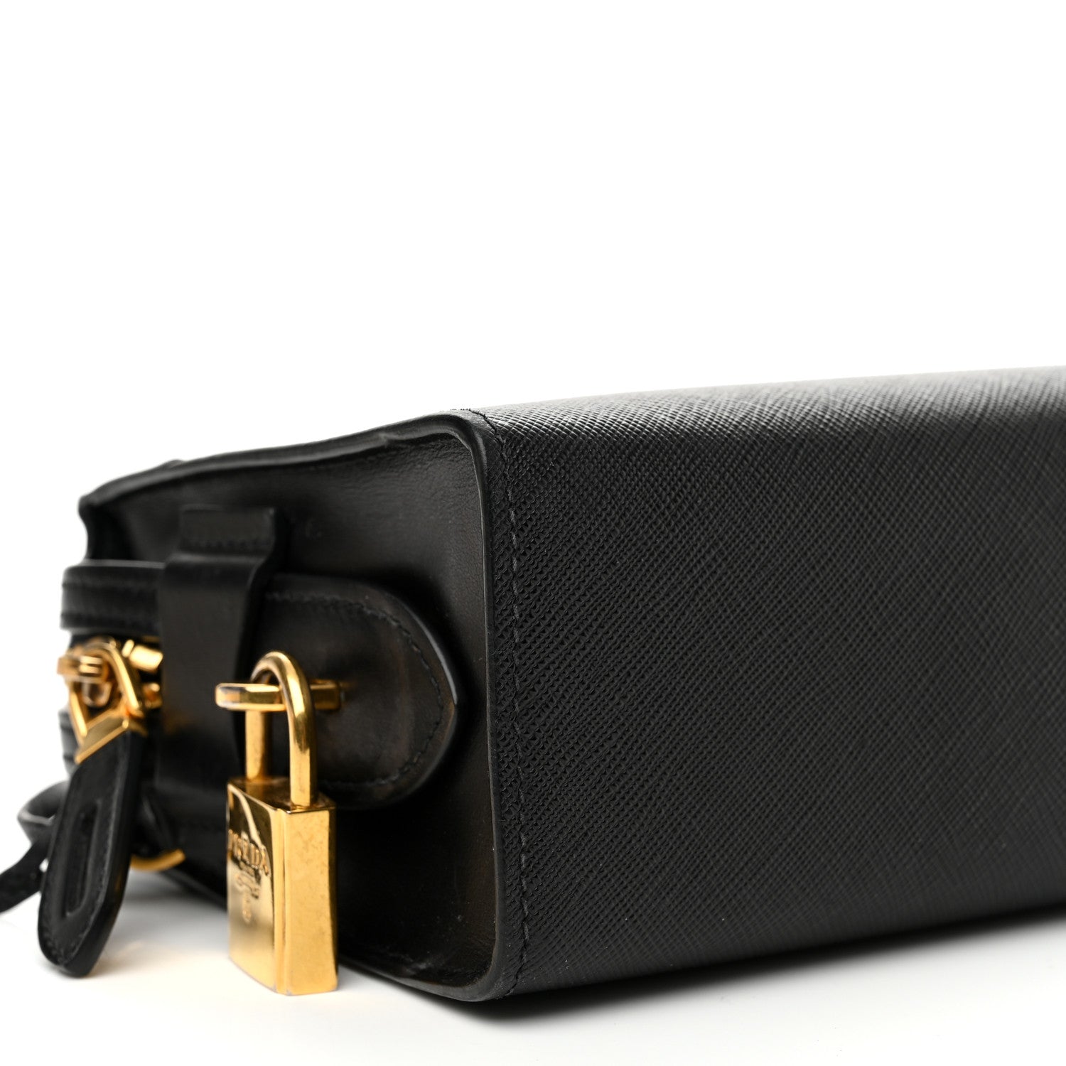 Prada Saffiano City Calfskin Esplanade Crossbody Bag Black 7 of 8