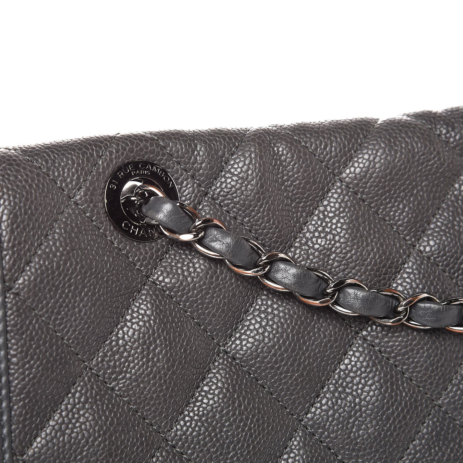Chanel Caviar Quilted Medium French Riviera Flap Dark Grey 8 of 9