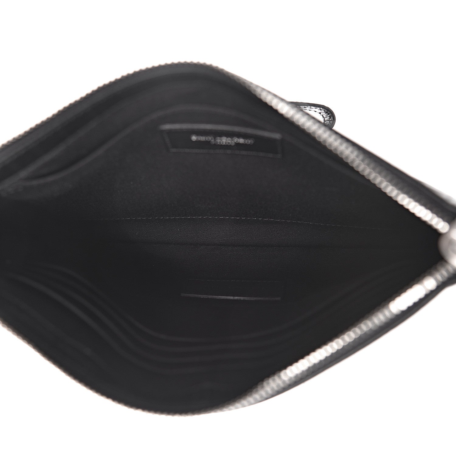 Saint Laurent Calfskin Crocodile Embossed Monogram Zip Pouch Black 5 of 7