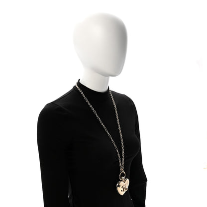 Chanel Metal CC Heart Locket Necklace Gold 2 of 7