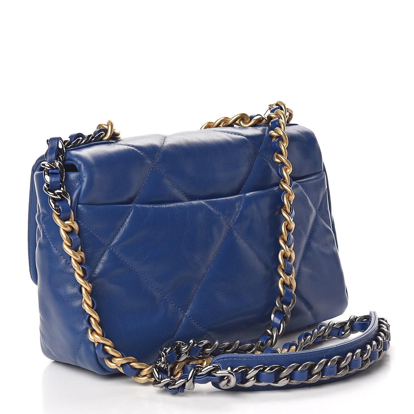 Goatskin Quilted Medium 19 Flap Dark Blue