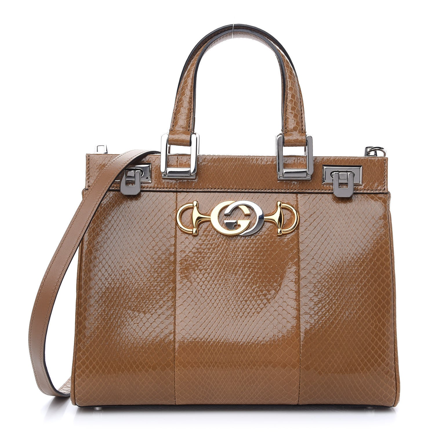 Gucci Snakeskin Small Zumi Top Handle Bag Friky Taupe 1 of 10