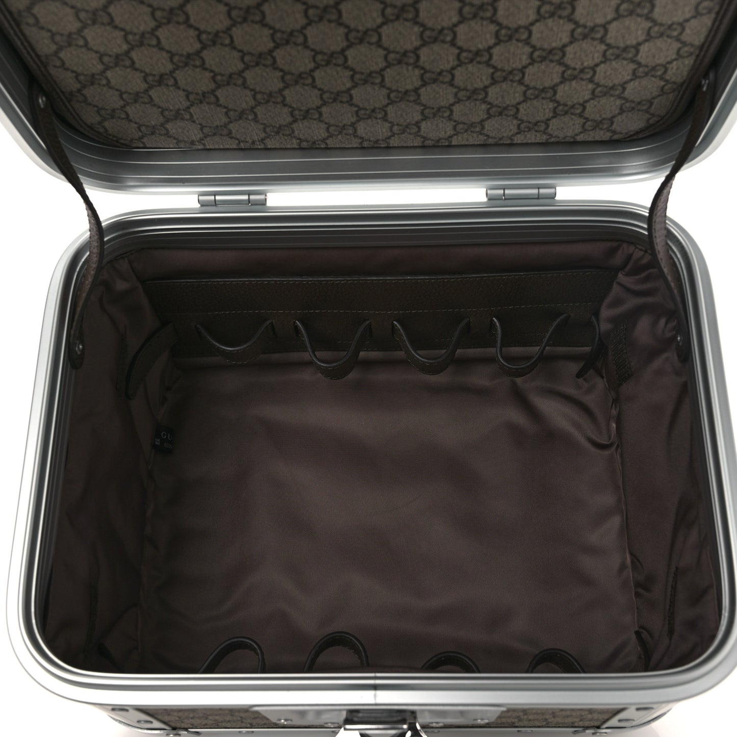 GG Supreme Monogram Aluminum Porter Beauty Case Silver