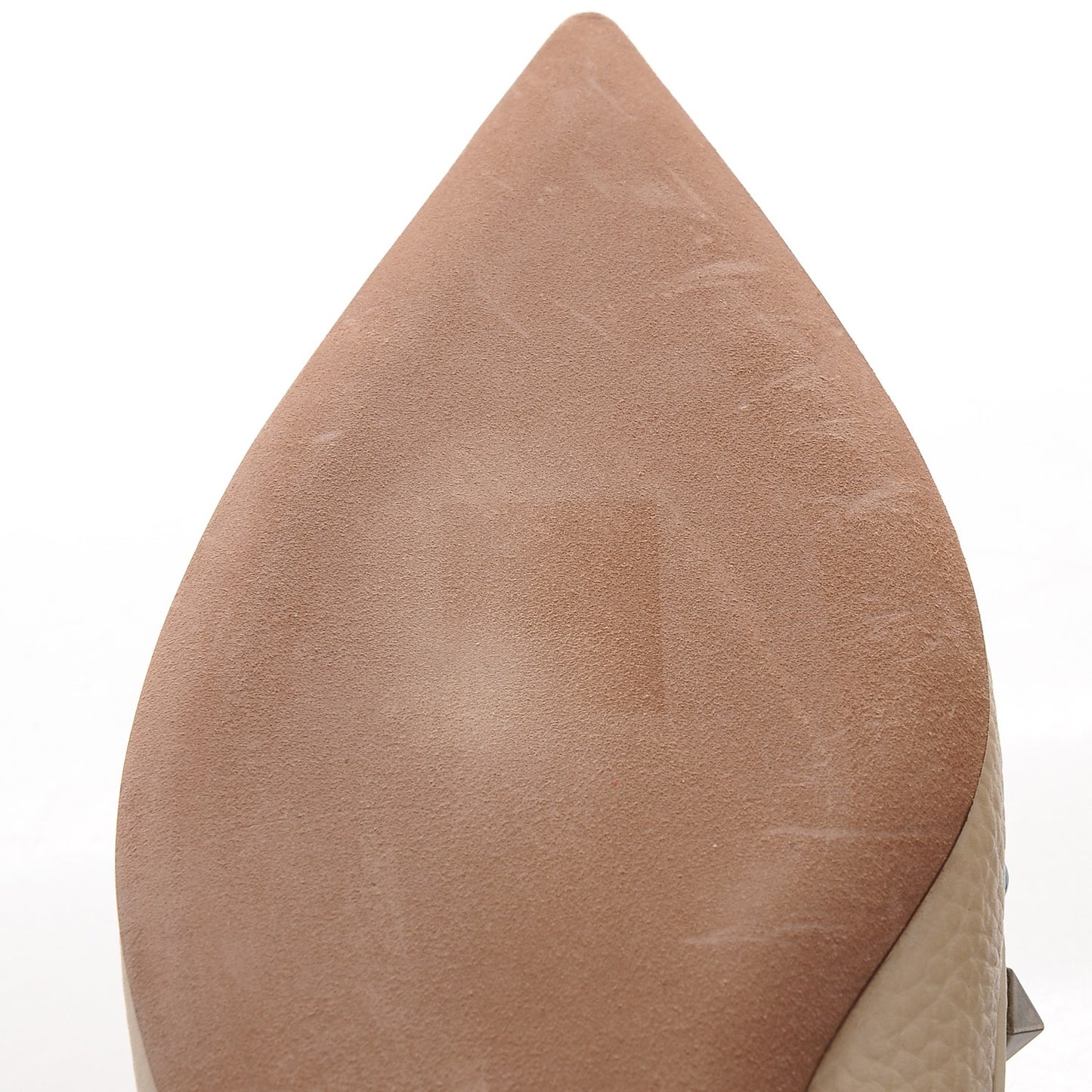 Pebbled Calfskin Rockstud Rolling Ballerina Flats 37 Ivory