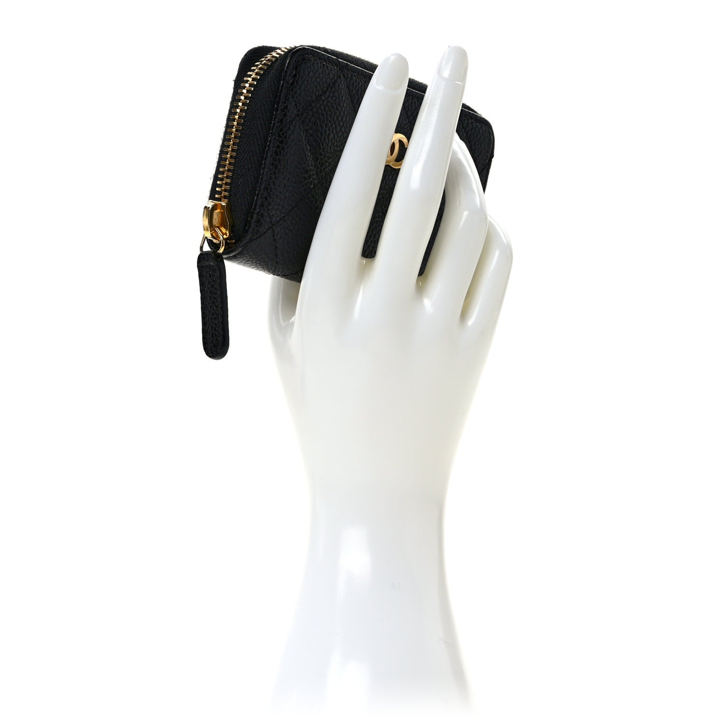 Caviar Quilted Classic Zipped Coin Purse Black