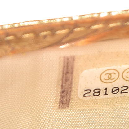 Chanel Metallic Calfskin Crocodile Embossed Cocodile Card Holder Gold 8 of 9