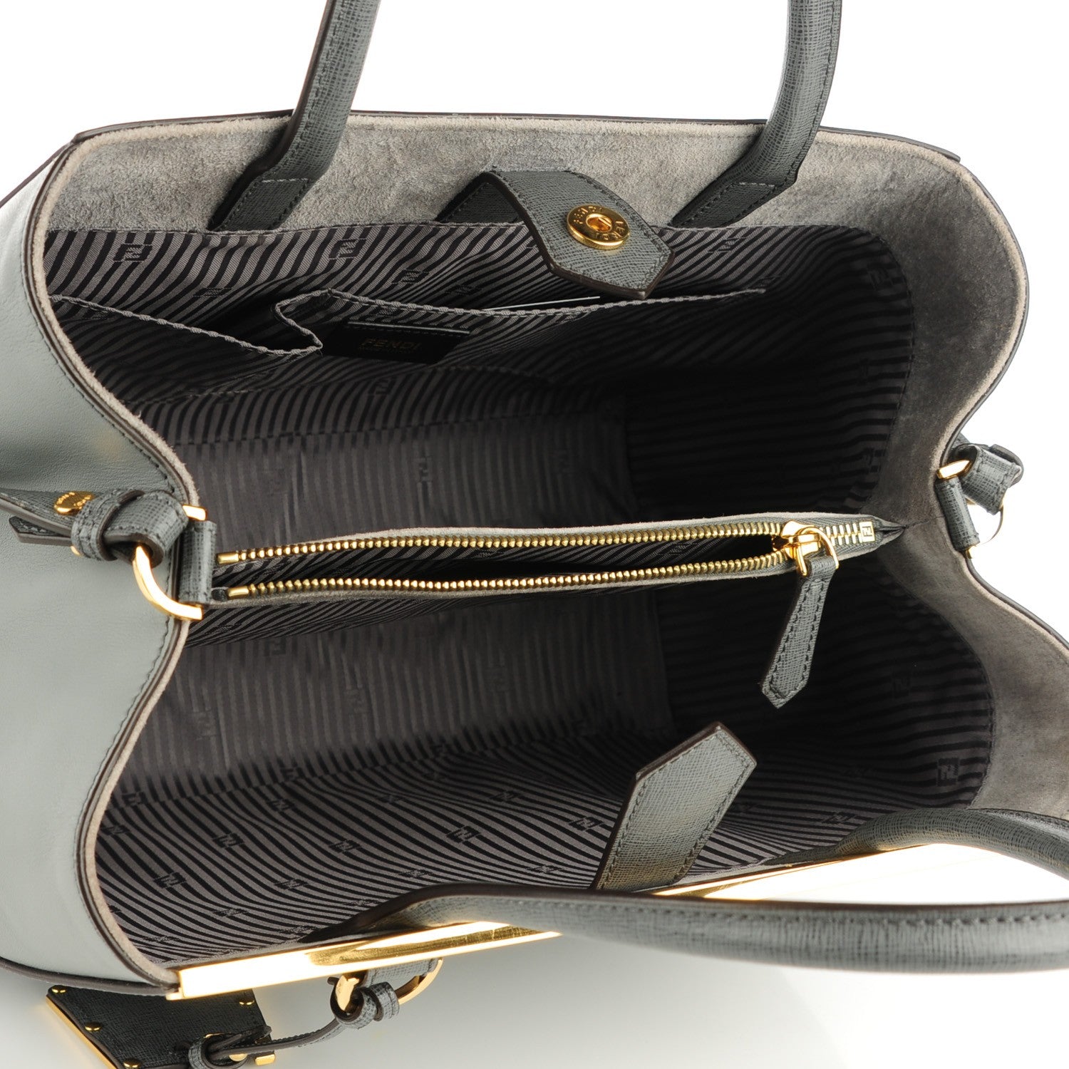 Fendi Vitello Elite Flamingo Regular 2Jours Tote Grigio Grigio Chiaro 5 of 7