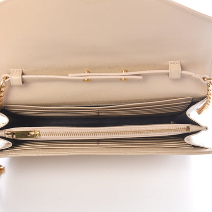 Saint Laurent Grain De Poudre Matelasse Chevron Monogram Chain Wallet Nude Powder 5 of 11