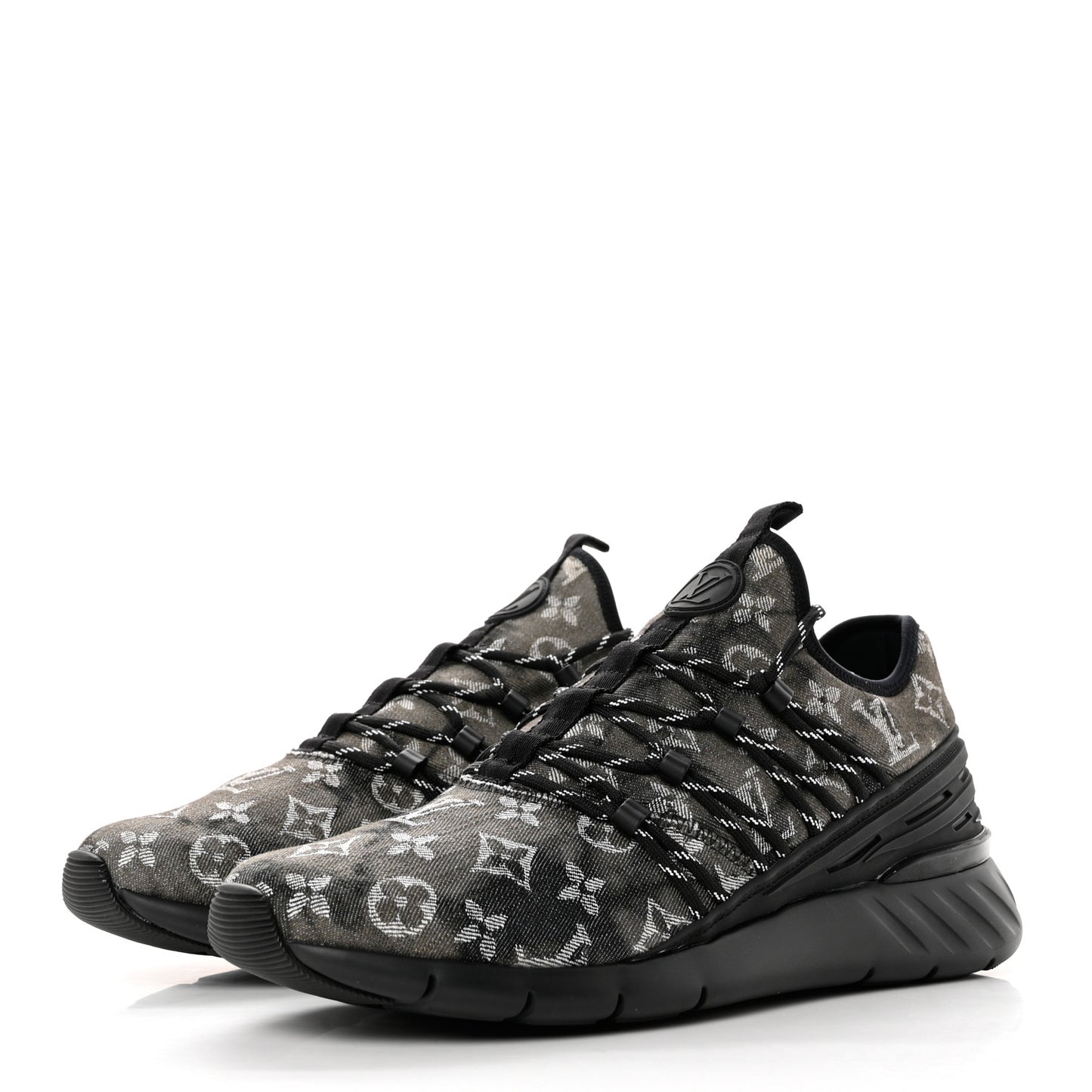 Denim Rubber Monogram Tie Dye Mens Fastlane Low Sneakers 8.5 Black