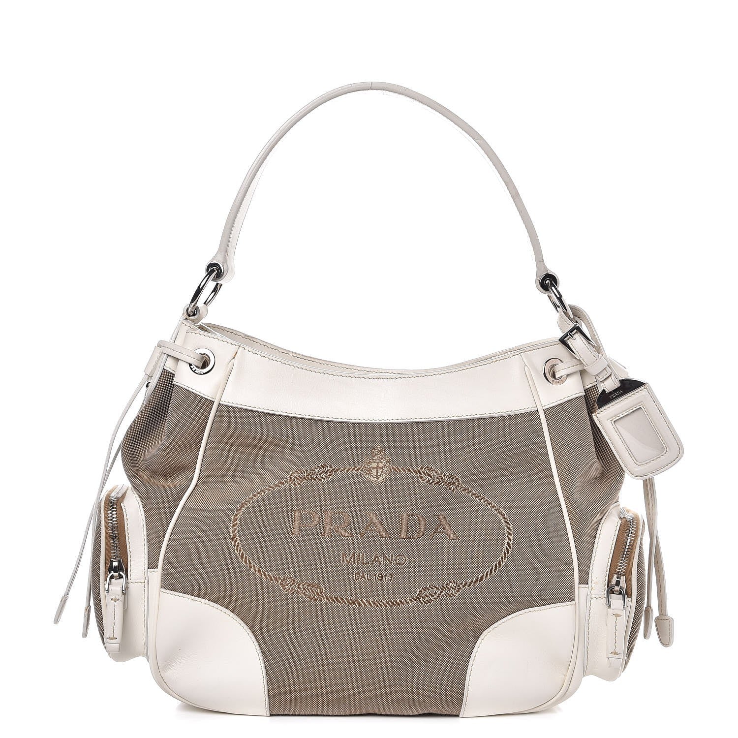Prada Jacquard Logo Hobo White 1 of 7