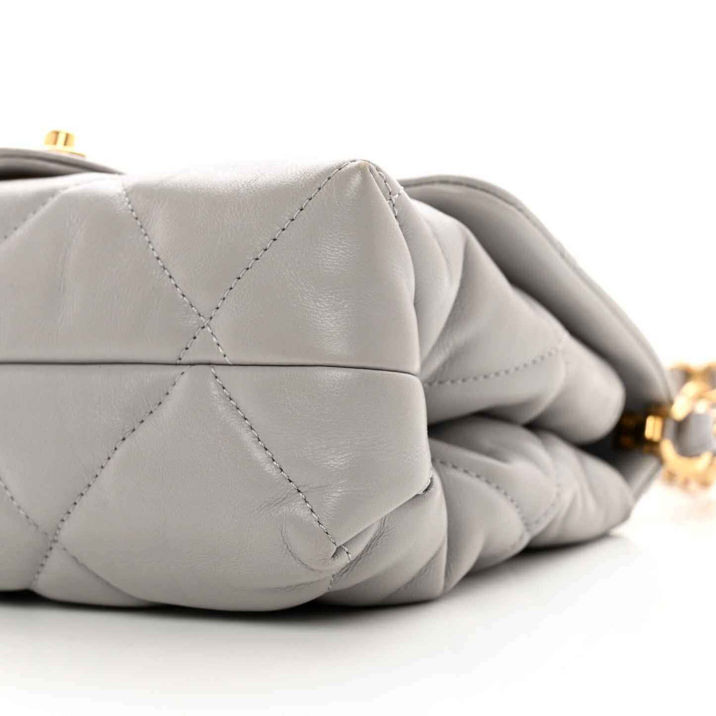 Lambskin Quilted Chain Top Handle Flap Light Grey