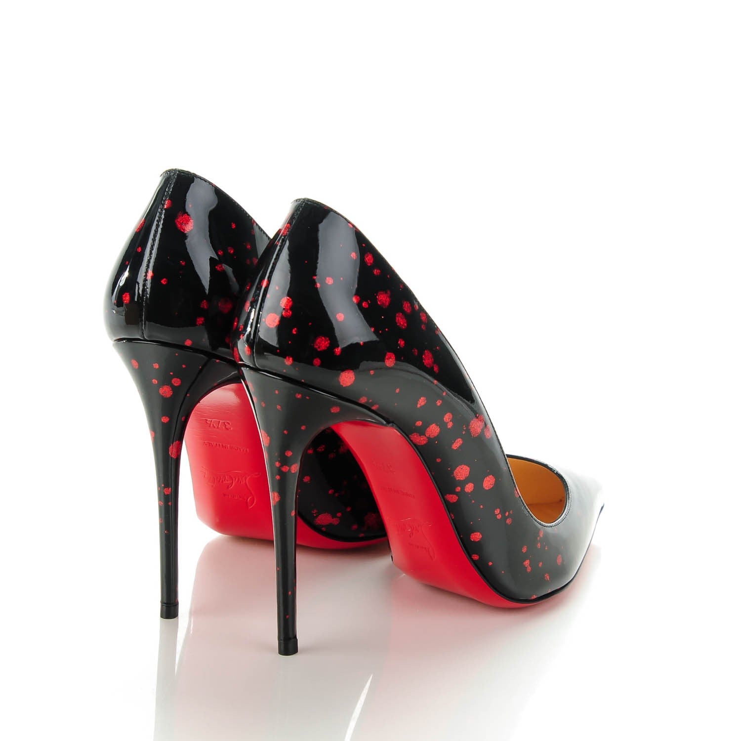 Christian Louboutin Patent Pollock Pigalle Follies 100 Pumps 37.5 Black Red 4 of 7