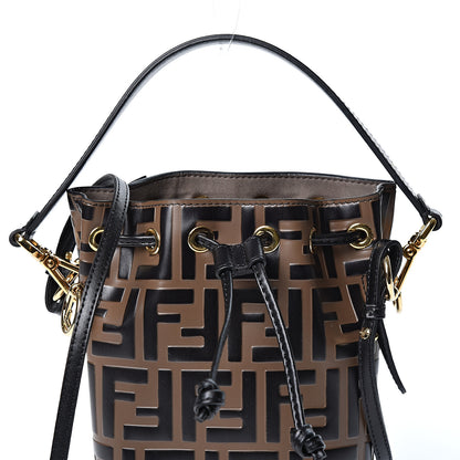 Fendi Vitello Liberty F is Fendi Bi-Color FF 1974 Embossed Mini Mon Tresor Bucket Bag Maya Black 7 of 10