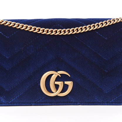 Gucci Velvet Matelasse GG Marmont Mini Bag Cobalt Blue 8 of 11