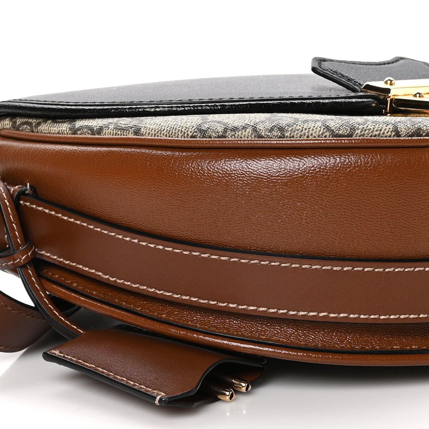 GG Supreme Monogram Calfskin Small Padlock Messenger Shoulder Bag Beige Black Cuir