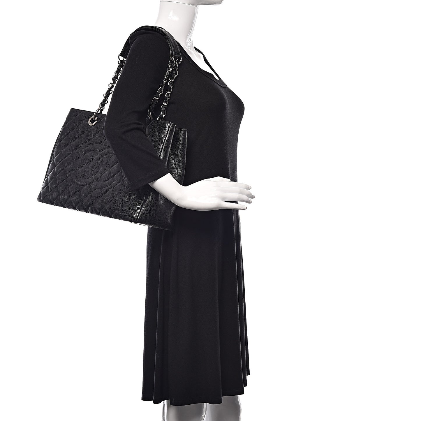 Caviar Quilted Grand Shopping Tote GST Black