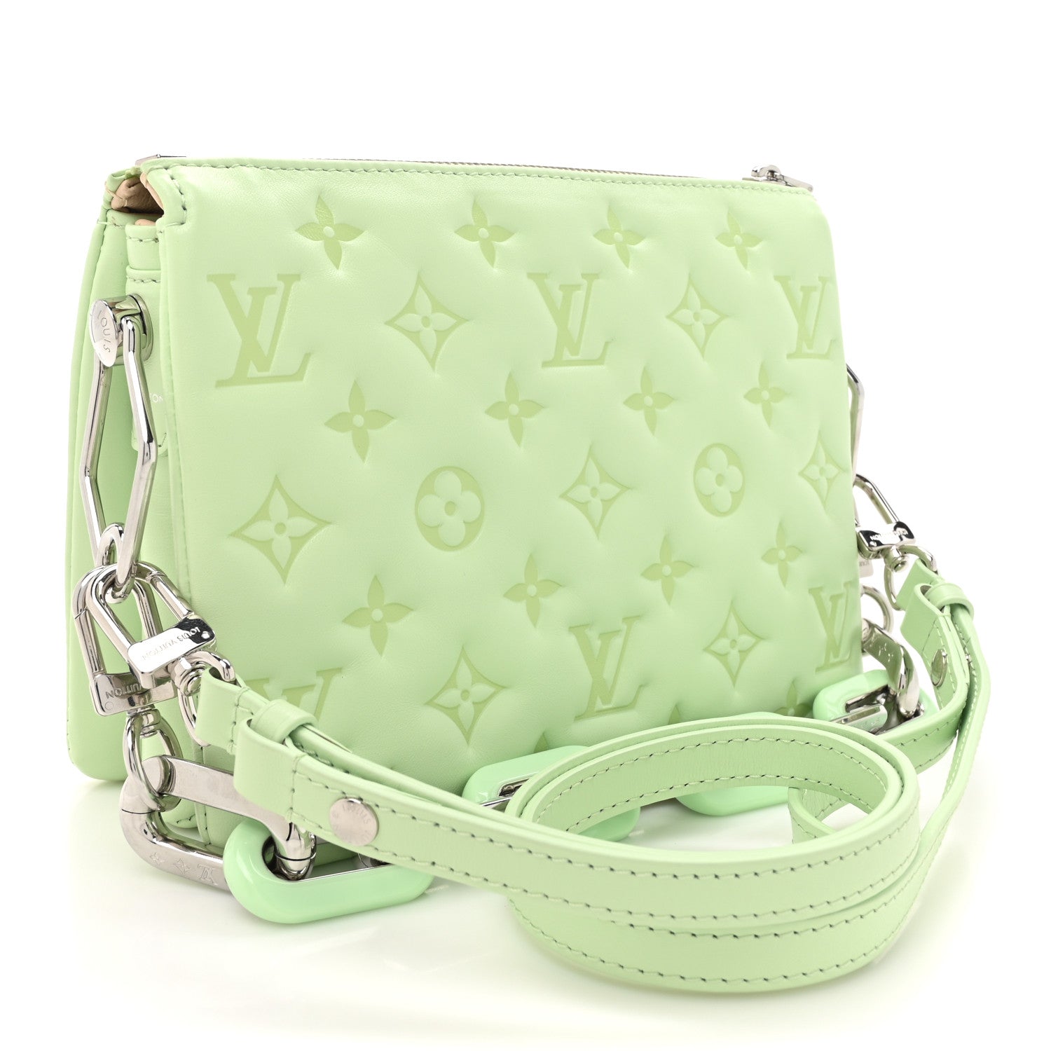 Louis Vuitton Lambskin Embossed Monogram Coussin BB Green 3 of 11