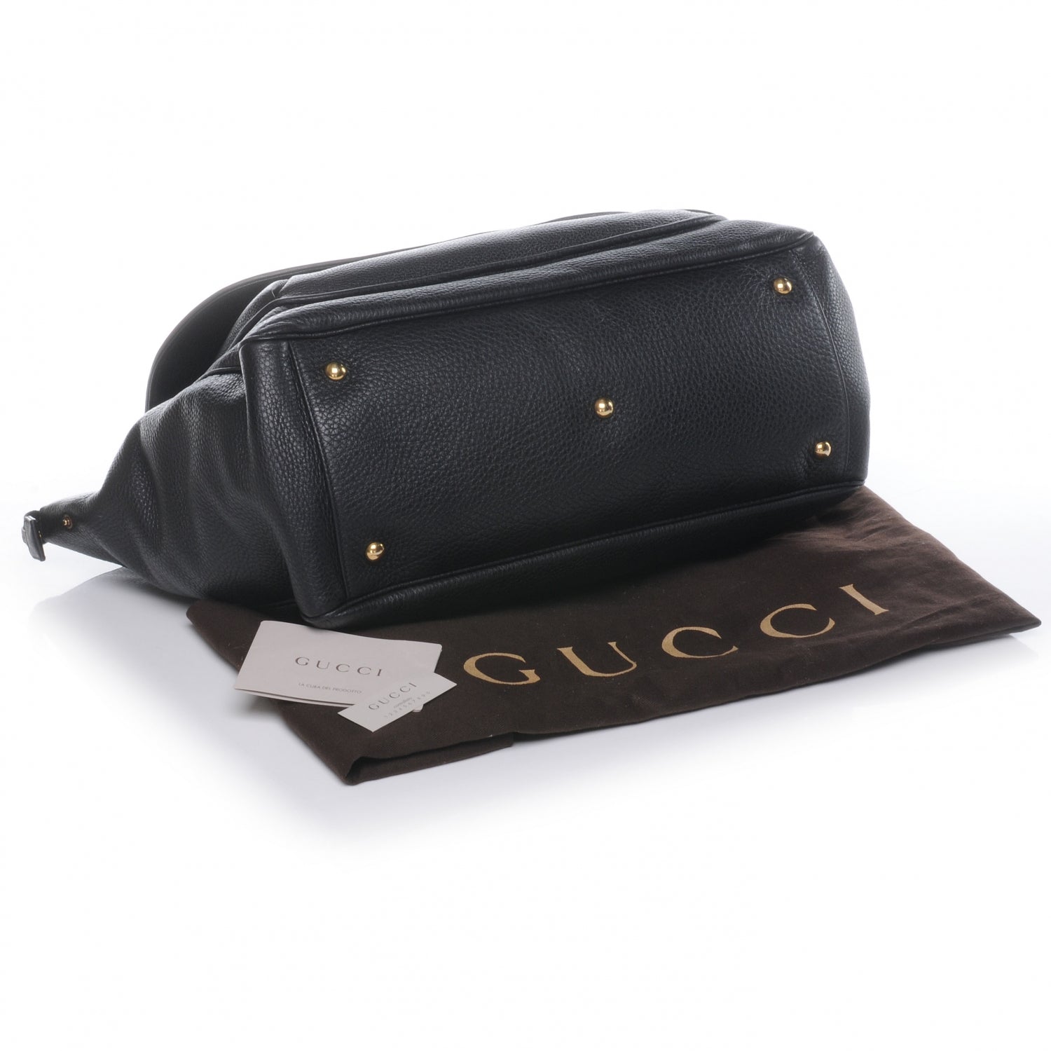 Gucci Pebbled Calfskin Medium 1973 Top Handle Satchel Black 4 of 7