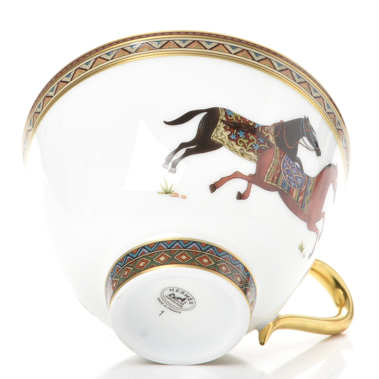 Porcelain Cheval d'Orient Tea Cup and Saucer