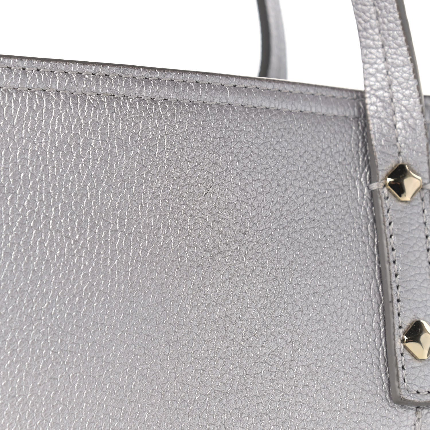 MCM Metallic Grained Calfskin Medium Top Zip Tote Spike Silver 13 of 13