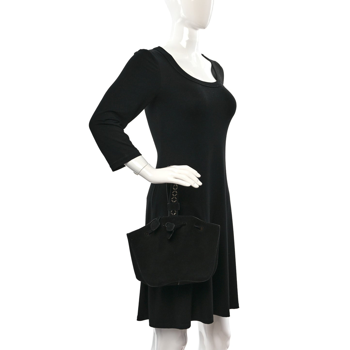 Suede Petal Embellished Rose-Marie 19 Bag Black