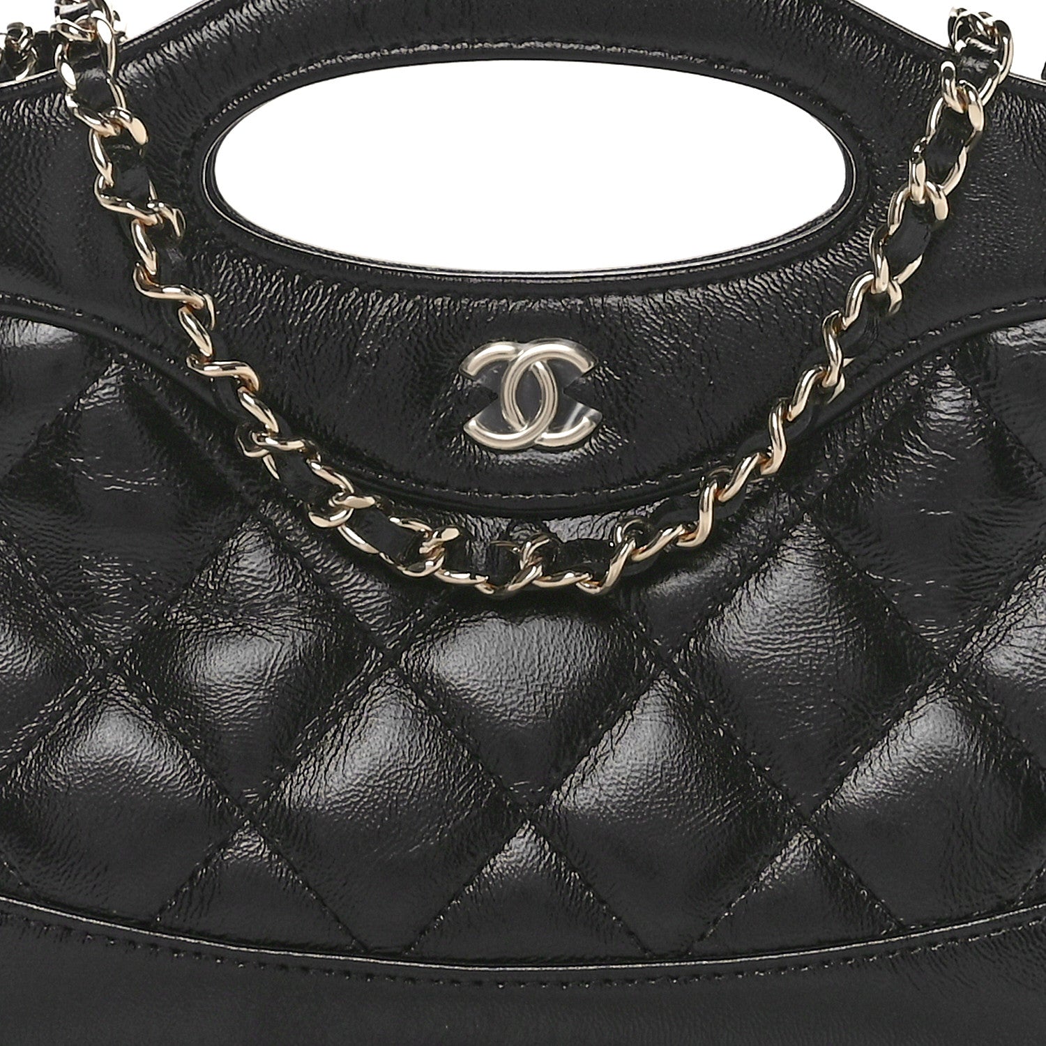 Chanel Shiny Crumpled Calfskin Quilted Nano 31 Shopping Bag Black 8 of 11