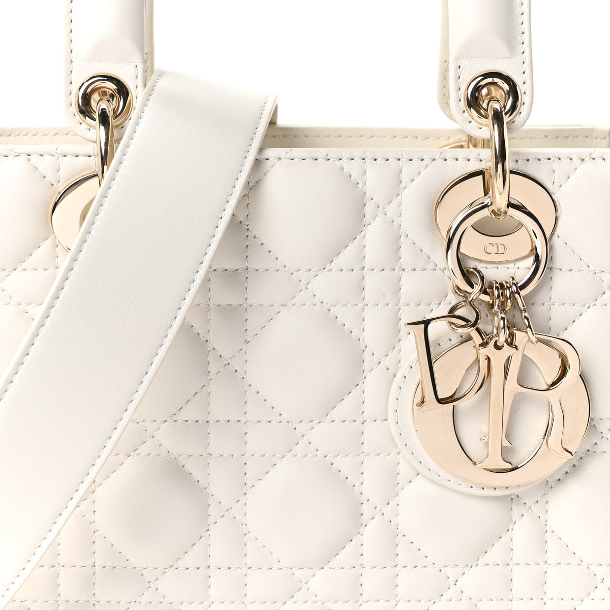 Christian Dior Lambskin Cannage Small My ABCDior Lady Dior White 8 of 10